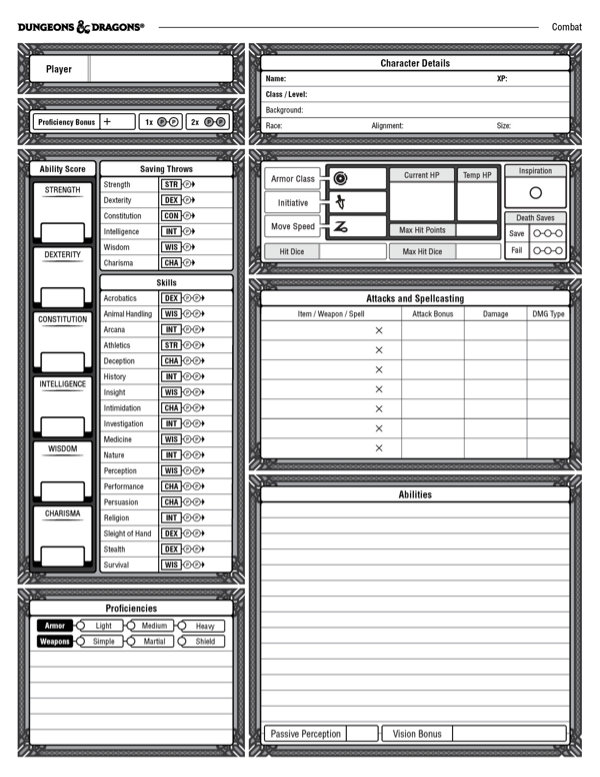 The Best 5e Dungeons And Dragons Character Sheet Technical RPG